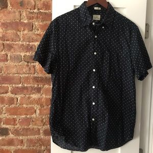 J. Crew Blue with White Polka Dot Shirt
